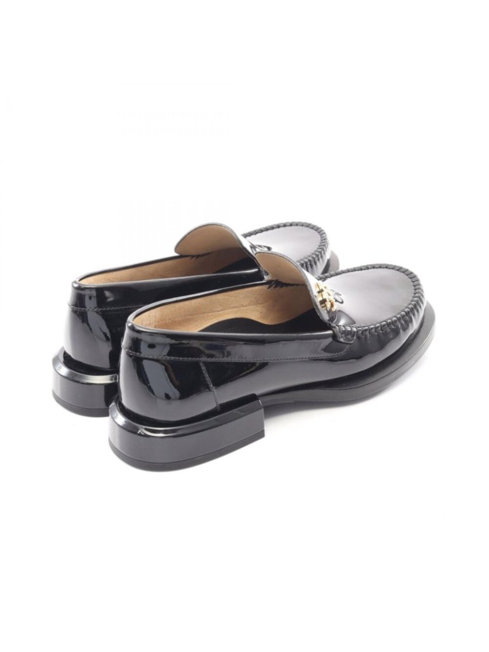 Chanel Loafers CC Logo Black Patent Leather - Picture 2 of 7